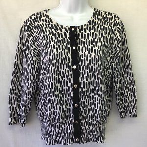 Michael Kors Cropped Blk White Snap Up Cardigan M